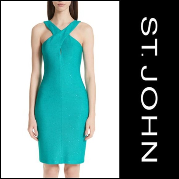 St. John Dresses & Skirts - ST. JOHN Blake Sequin Knit Dress Lagoon NWT